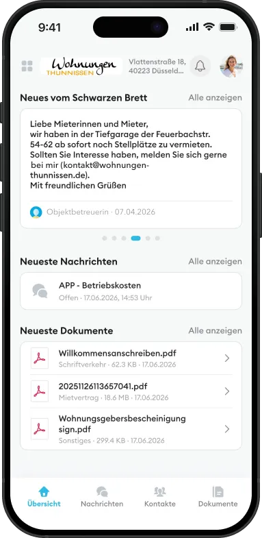 Thunnissen Mieter-App auf dem iPhone